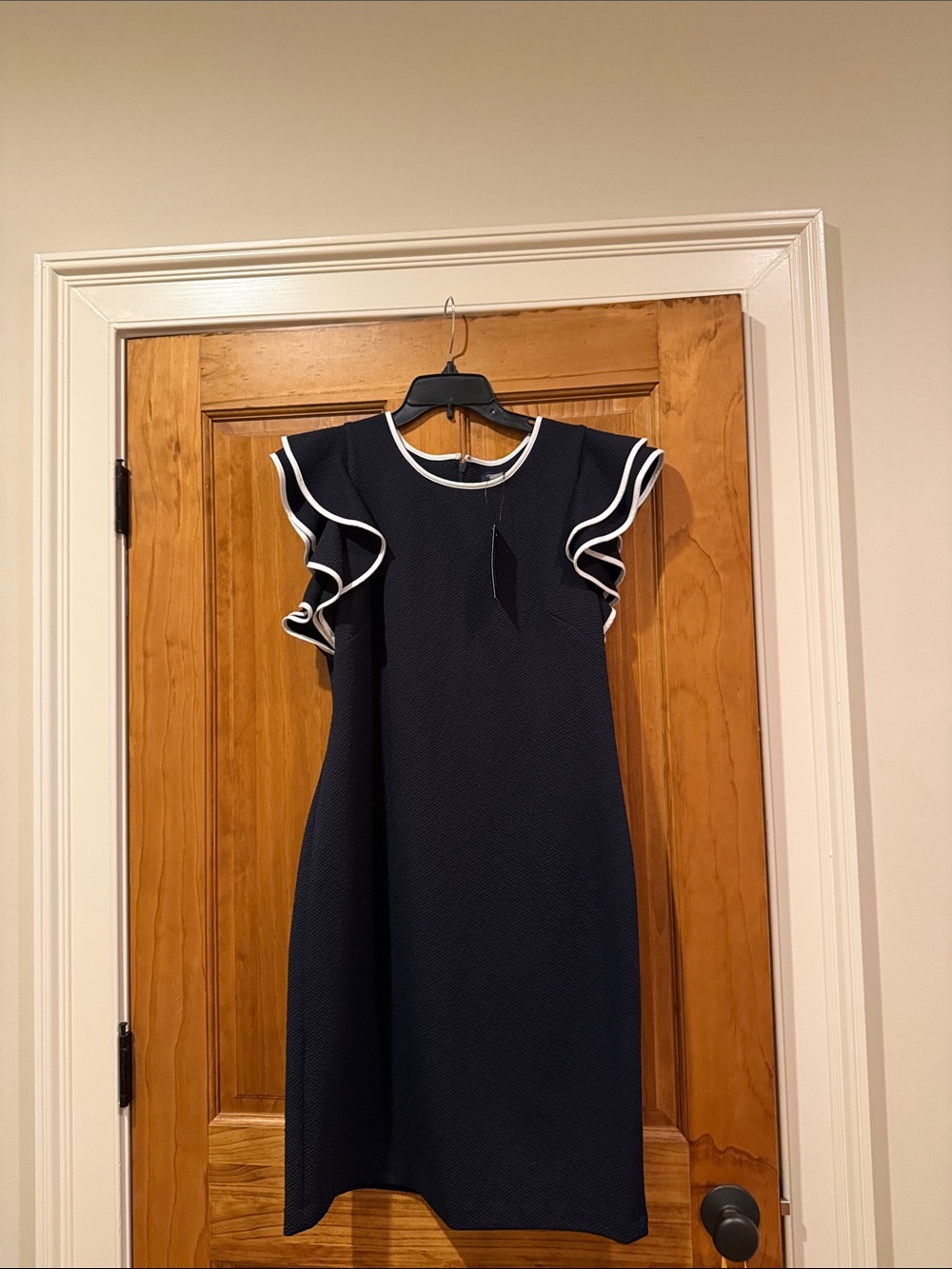 Tommy Hilfiger black Dress with White Trim Ruffle Sleeves